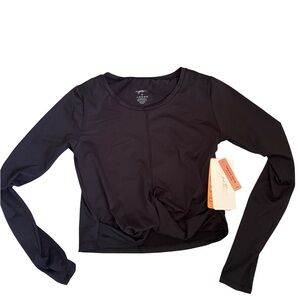 Gottex Peach Skin Collection Black Long Sleeve active Stretch Top M